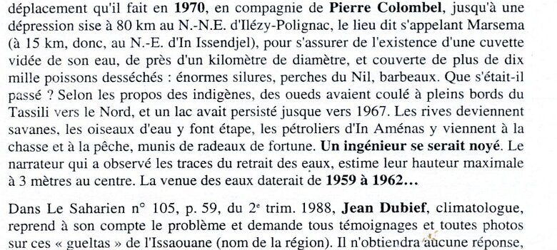 A LA RECHERCHE D'UN LAC TEMPORAIRE A 80 km AU NORD-NOR+-EST DE FORT POLIGNAC explication de l'origine du nom donné au Lac dans le texte. (3è Ligne). Pierre HASCOET