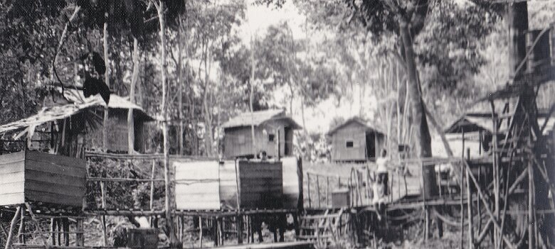1970-Irian_Kalimantan_Sangata_le_camp-PL 1970 Indonésie, Kalimantan, Sangata - Par Pierre Lauro le camp ${fileName} © Pierre Lauro