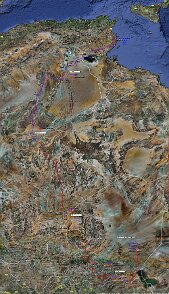 Carte de l'itinéraire du convoi Déménagement de la mission Niger 1975 en convoi du lac Tchad à Ksour Essef Tunisie PS: Téléchargez l'image pour la visualiser en résolution maximum ${