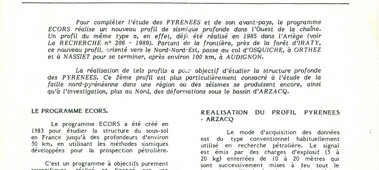 Programme ECORS, Tardest Septembre 1989 ${