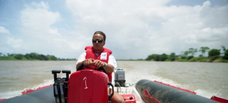 245_VENEZUELA_CGG_1994_007 Shallow Water 424 15 62, dans le delta du Rio Macareo (bassin de l'Orénoque) au Vénézuela en 1994. ${