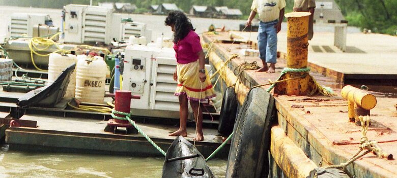 246_VENEZUELA_CGG_1994_005 Shallow Water 424 15 62, dans le delta du Rio Macareo (bassin de l'Orénoque) au Vénézuela en 1994. ${